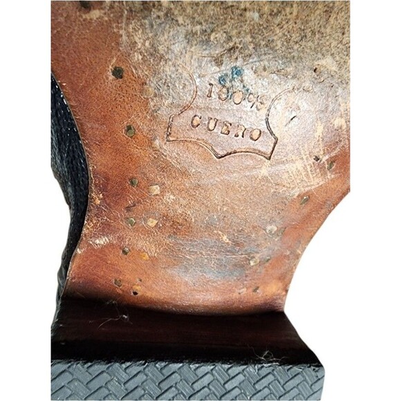 Arango Original Croc Caiman Belly Leather Midnight Black Square Toe Cowboy Sz 11 main image 7